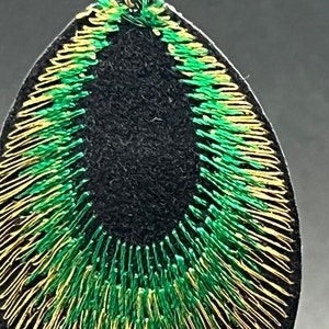 Various colours beautiful peacock feather earrings super light weight with gold coloured tops available in green, purple and blue image 9