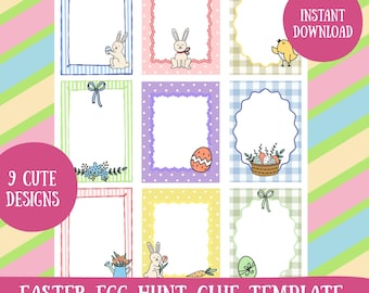 Easter Egg Hunt Blank Clues Template, Kids Easter Scavenger Hunt Printable, Customizable Easter Egg Hunt (Digital Download)