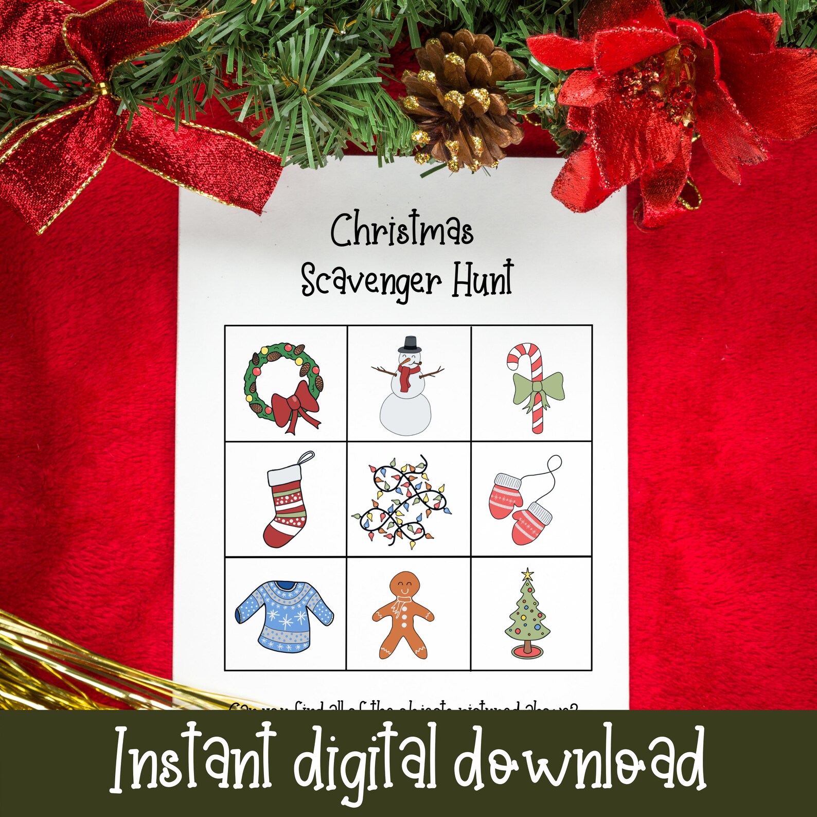 Easy Christmas Scavenger Hunt Printable for Toddlers | Instant Download ...