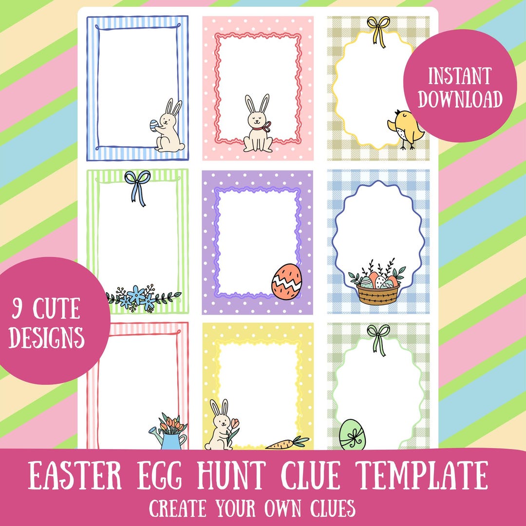 Easter Egg Hunt Blank Clues Template, Kids Easter Scavenger Hunt
