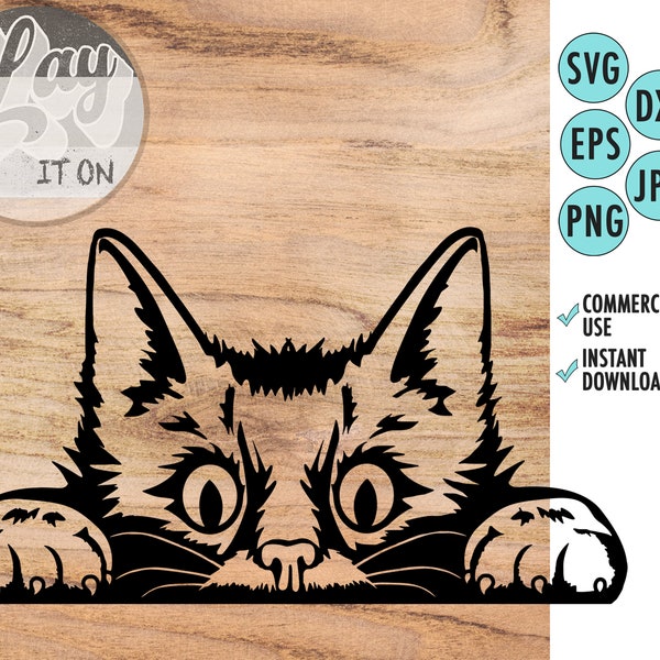 Cat SVG file for Cricut, Cute peeking cat svg, curious Pet Vector, Peeking face animal Clipart