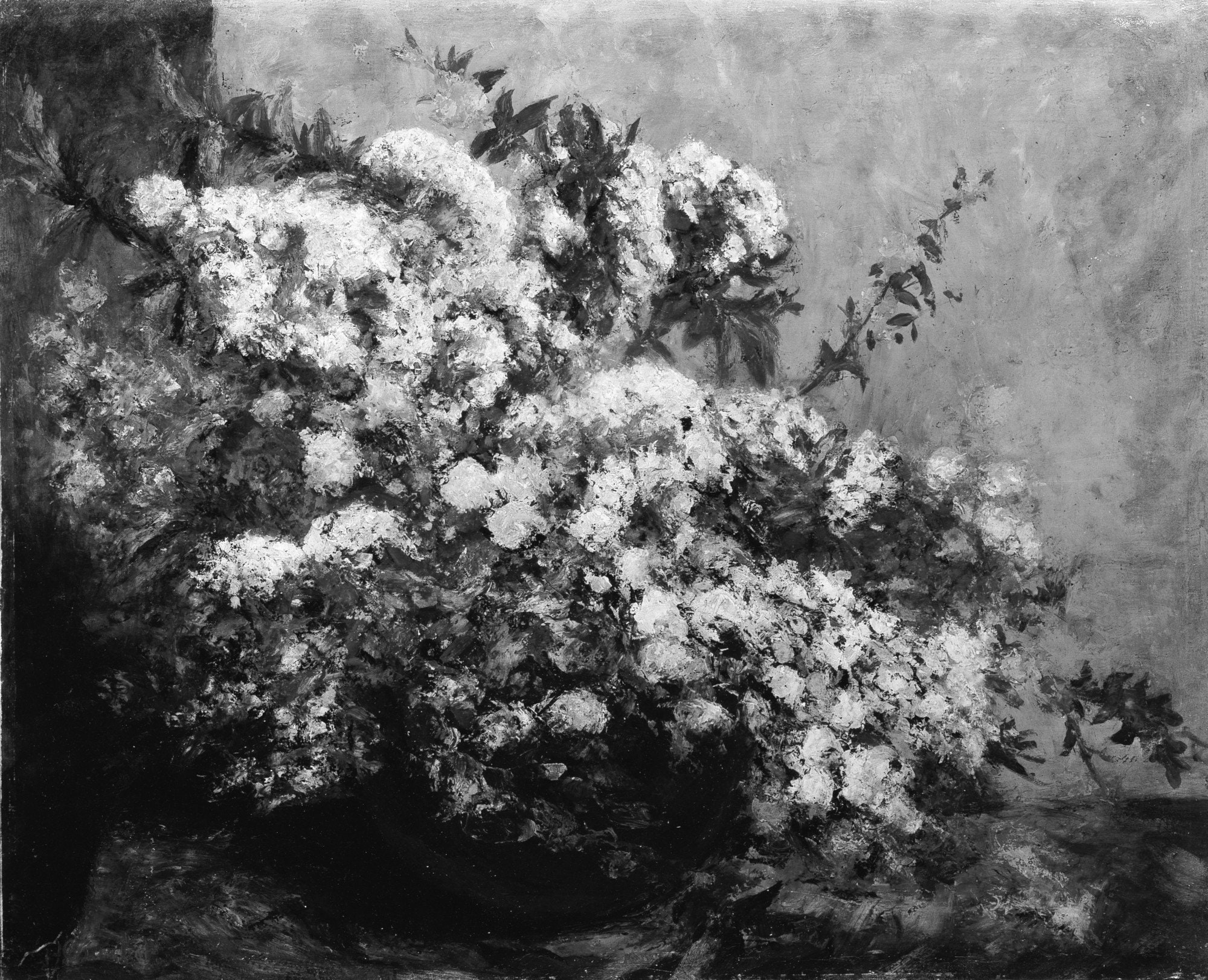 Vintage Black & White Flower Painting Etsy