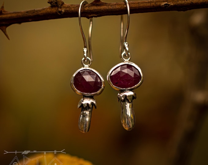 Mushroom ruby earrings