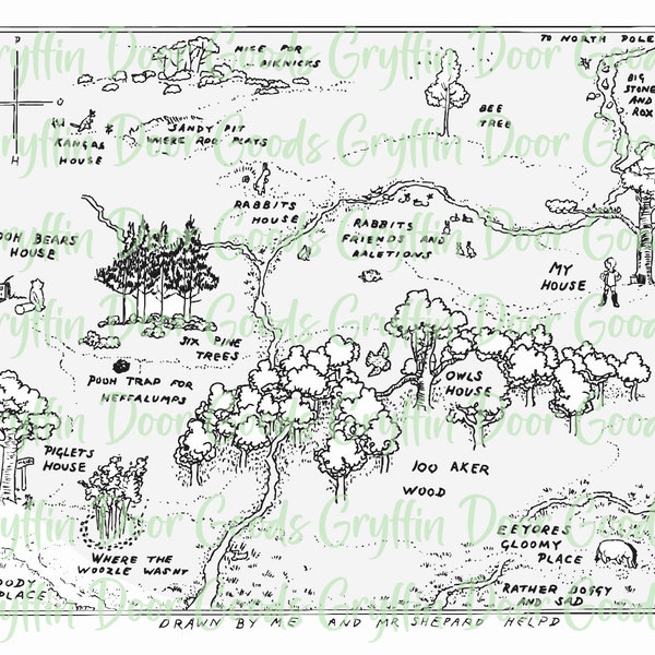 100 Acre Wood Map Svg and Png File, Glowforge Cut File, DIGITAL FILE ONLY