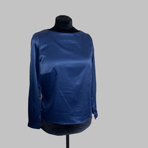 Classic Blouse  Navy Blue Stretch Atlas