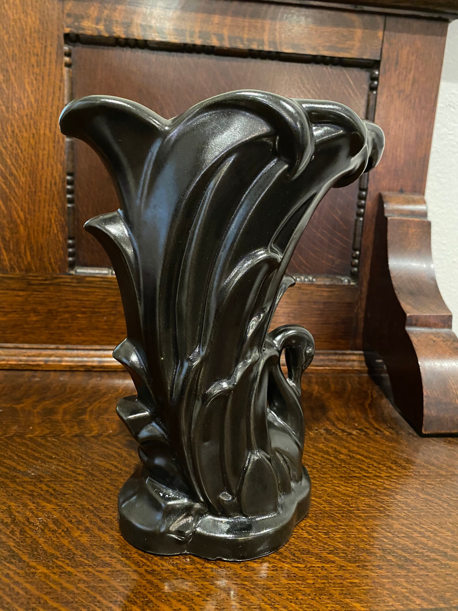 McCoy Pottery USA Black Swan Vase Etsy