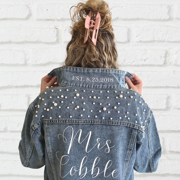 Bride Jean Jacket Bride Denim Jacket Personalized Jacket Mrs Denim Jacket Mrs. Bride Jacket Wedding Jacket