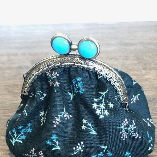 SUE ANN Coin Purse |  Rifle Paper Co. Fabric | Strawberry Fields Petites Fleurs Hunter