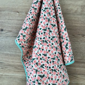 Whole Cloth Baby Quilt | Rifle Paper Co. Fabric | Bramble Dianthus Blush | 100% Cotton