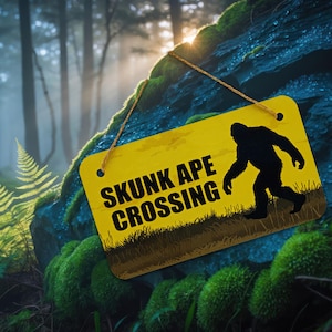 Skunk Ape Crossing Aluminum Metal Sign Yard Art Gardener Gift