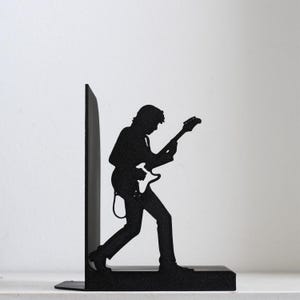 Rock Band Bookends, Guitar Lover Gift, Pop & Rock Musician Shelf Decor, Music Room Bookshelf Accent, Electric Guitar Bookends Pair imagen 4