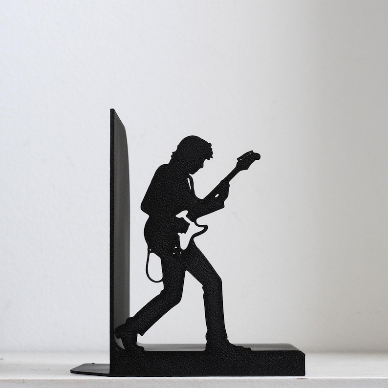 Rock Band Bookends, Guitar Lover Gift, Pop & Rock Musician Shelf Decor, Music Room Bookshelf Accent, Electric Guitar Bookends Pair imagen 4