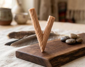 Kuripe Design 6 • "Woodskin" | 3D Printed Snuff Applicator Pipe • Natural Beige Handmade Tool | Free Shipping