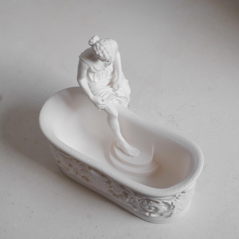 Venus Soap Dish - Greek Goddess Sculpture Soap Holder - Neoclassical Bathroom Decor - Mythology Statue Trinket Tray - White PLA 3D image 9