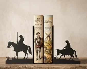 Don Quixote Bookends | Sancho Panza Book Ends | Classic Literature Decor, Bookish Gift for Readers, 3D Printed Spanish Bookends