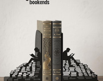 Too Many Books Bookends — 3D Printed Modern Book Holders for Readers & Book Lovers | Minimalist Shelf Decor | Free Shipping Worldwide