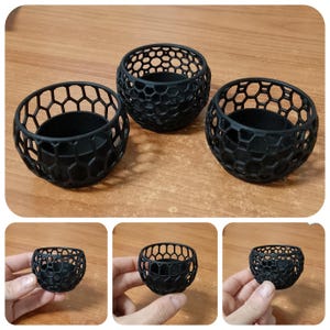 Set of 3 Geometric Tealight Holders • Modern 3D Printed Candle Holders • Matte Black Minimalist Home Decor • Free Worldwide Shipping image 6