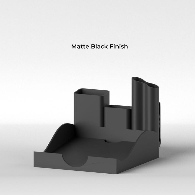 Compact Desk Organizer | Minimalist Black Desk Organizer with Hidden Storage | 3D Printed Office Accessory imagen 7