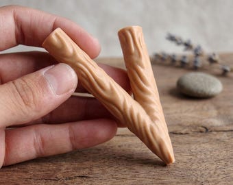 Kuripe Design 6 • "Woodskin" | 3D-geprinte snuifpijp • Natuurlijk beige handgemaakt gereedschap | Gratis verzending