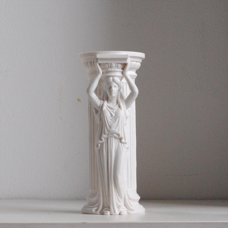 Caryatid Pen Holder, Greek Goddess Pencil Cup, Classical Column Desk Organizer, 3D Printed Office Decor, Gift for Writers imagen 3