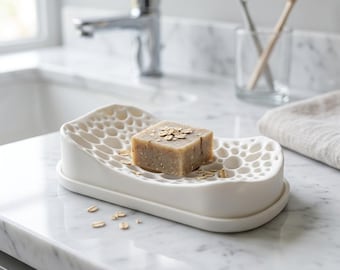 Cellular Soap Dish – Minimalist 3D Printed Soap Holder with Drainage Tray | Free Shipping
