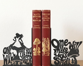 Alice in Wonderland Mushrooms Bookends, Unique Book Lover Gift, Fantasy Library Decor, Reading Nook Accessories, Bookend Set for Hardcovers