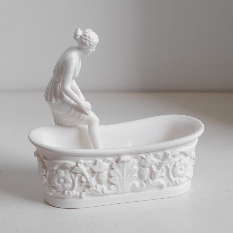 Venus Soap Dish - Greek Goddess Sculpture Soap Holder - Neoclassical Bathroom Decor - Mythology Statue Trinket Tray - White PLA 3D image 3