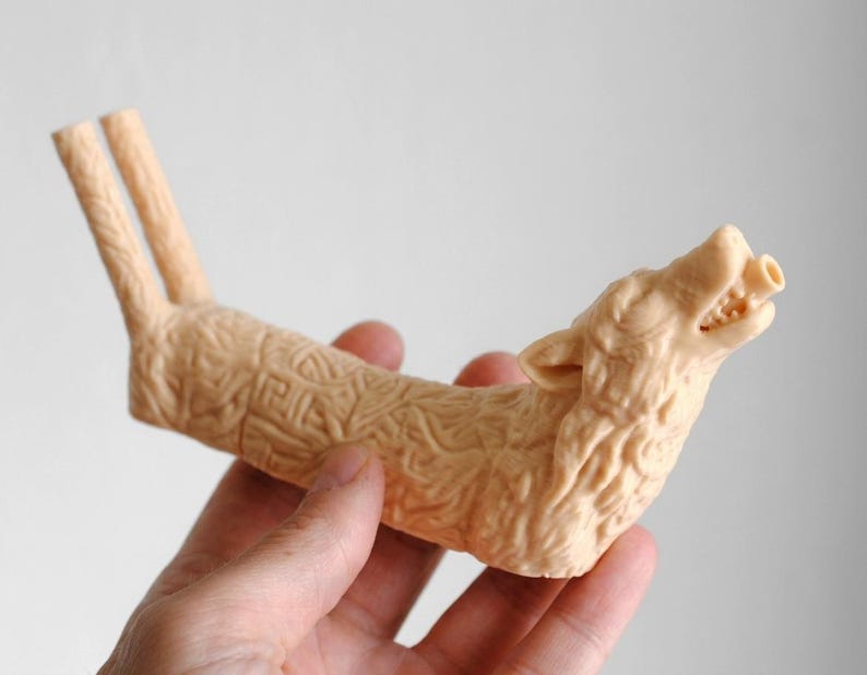 Wolf Double Tepi | Ceremonial Rapé Applicator | Hand-Finished 3D Printed Tepi Pipe | Unique Shamanic Tool | Spiritual Gift | Free Shipping imagen 6