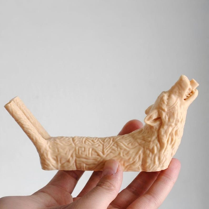 Wolf Double Tepi | Ceremonial Rapé Applicator | Hand-Finished 3D Printed Tepi Pipe | Unique Shamanic Tool | Spiritual Gift | Free Shipping imagen 4