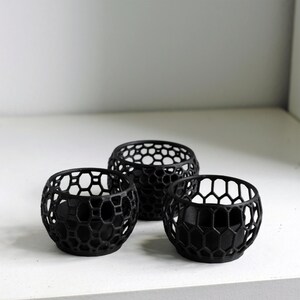 Set of 3 Geometric Tealight Holders • Modern 3D Printed Candle Holders • Matte Black Minimalist Home Decor • Free Worldwide Shipping image 5