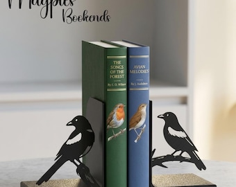Serre-livres Pie – Serre-livres Oiseau noir, Décoration minimaliste et moderne pour étagère, PLA noir mat, Serre-livres animaux, Livraison gratuite dans le monde entier