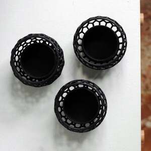 Set of 3 Geometric Tealight Holders • Modern 3D Printed Candle Holders • Matte Black Minimalist Home Decor • Free Worldwide Shipping image 4
