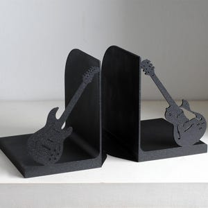 Electric Guitar Bookends – 3D Printed Rock Music Bookends, Matte Black Guitar Decor, Music Lover Gift, Free Shipping Worldwide imagen 5