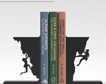 Fermalibri da arrampicata – Fermalibri con silhouette di scalatore solitario, PLA nero opaco stampato in 3D, decorazione per mensole avventurose, regalo per scalatori | Spedizione gratuita