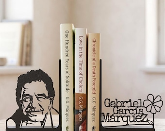 Gabriel Garcia Marquez Bookends, One Hundred Years of Solitude Book Ends, Literary Gift for Book Lovers, Magic Realism Library Decor