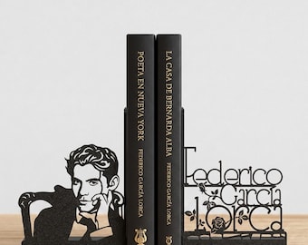 Federico García Lorca Bookends, Literary Decor, Dark Academia Bookshelf Art, 3D Printed Book Lover Gift, Library Decor