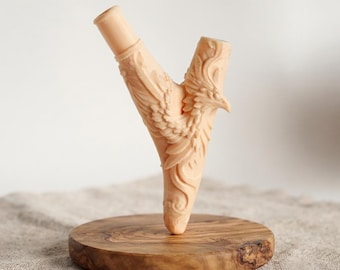 Phoenix Bird Kuripe | Handmade 3D Printed Sacred Snuff Pipe | Shamanic Rapé Applicator | Spiritual Ceremony Tool | Tribal Engraved Kuripe
