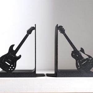 Electric Guitar Bookends – 3D Printed Rock Music Bookends, Matte Black Guitar Decor, Music Lover Gift, Free Shipping Worldwide imagen 2
