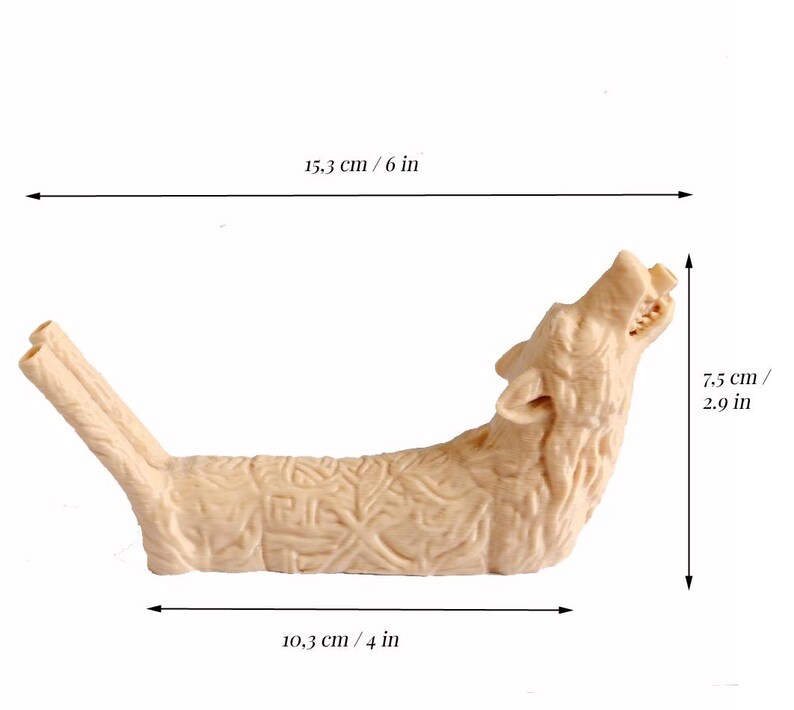 Wolf Double Tepi | Ceremonial Rapé Applicator | Hand-Finished 3D Printed Tepi Pipe | Unique Shamanic Tool | Spiritual Gift | Free Shipping imagen 7