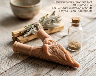 Eagle Kuripe – 3D Printed Self Applicator Pipe – Shamanic Rapé Tool – Eagle Totem Sacred Pipe – Lightweight Ritual Kuripe