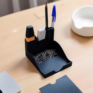 Compact Desk Organizer | Minimalist Black Desk Organizer with Hidden Storage | 3D Printed Office Accessory imagen 3