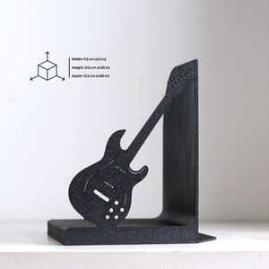 Electric Guitar Bookends – 3D Printed Rock Music Bookends, Matte Black Guitar Decor, Music Lover Gift, Free Shipping Worldwide imagen 3