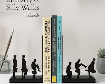 Ministry of Silly Walks Bookends – Monty Python Inspired Silhouette Book Ends, Comedy Shelf Decor, Fun Gift for Fans | Free Shipping