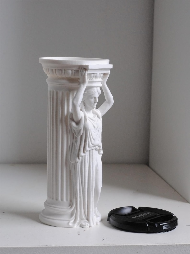 Caryatid Pen Holder, Greek Goddess Pencil Cup, Classical Column Desk Organizer, 3D Printed Office Decor, Gift for Writers imagen 7