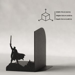 King Arthur & Merlin Bookends – Excalibur Fantasy Bookends – Arthurian Legend Decor – 3D Printed Matte Black PLA – For Fantasy Book Lovers imagen 3