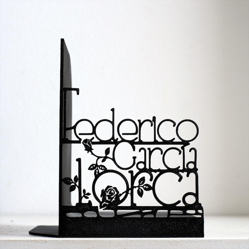 Federico García Lorca Bookends, Literary Decor, Dark Academia Bookshelf Art, 3D Printed Book Lover Gift, Library Decor image 6