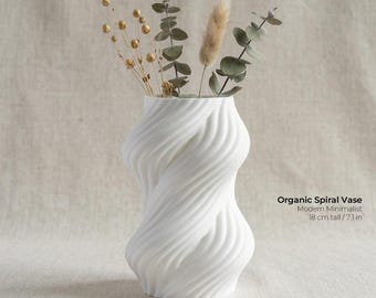 Organic Spiral Vase - 3D Printed Modern Minimalist Decor Japandi Style Small PLA Flower Vase – Contemporary Home Accent
