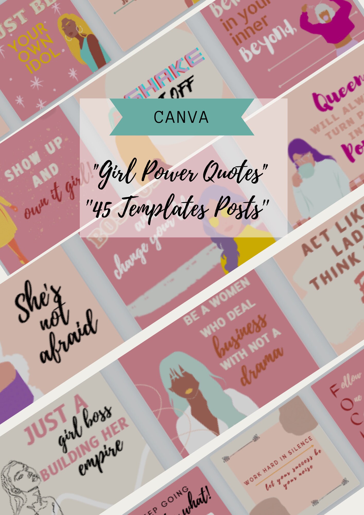 Girl Power Instagram Quote Template / Quotes Media Social - Etsy, image size:1414x2000