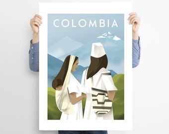 Sierra Nevada de Santa Marta, Poster Kolumbien, Reiseposter Kolumbien, Druck, Poster, Wandkunst 24x40 30x40 40x50 50x70 60x90 cm A2 A3