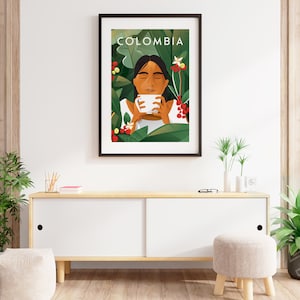 Cafe de Colombia, Poster Colombia, Travel Poster Colombia, Coffee Print, Afiche, Cartel, Wall Art, 24x40 30x40 40x50 50x70 60x90 cm A2 A3 image 4